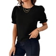 thumbnail image 3 of Stichou Women's Puff Short Sleeve Tops Spring Summer 2026 Crew Neck Trendy Outfits Casual T Shirts Beach Vacation Fashion Clothing Black XL, 3 of 7