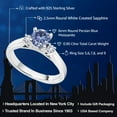 thumbnail image 2 of Gem Stone King 0.90 Cttw Persian Blue Moissanite and White Created Sapphire 3-Stone Engagement Ring for Women | 925 Sterling Silver | Round 6MM | Three Stone Wedding Anniversary Promise Ring | Size 6, 2 of 4