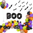 thumbnail image 2 of 75 piezas de accesorios de murciélago con globo de Halloween, kit de terror, decoración de miedo, bricolaje, naranja, conjunto de pared negra, calcoma, 2 of 5