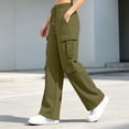 thumbnail image 5 of QATAINLAV Cargo Pants for Women Y2K Casual Baggy Wide Leg Sweatpants Solid Color Jogger Workout Trousers with Pockets Army Green L, 5 of 7