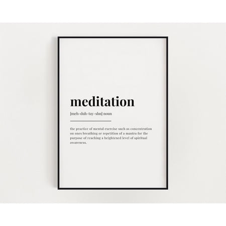Meditation Definition Mindfulness Wellness Spiritual Typography Wall Art Poster Decor