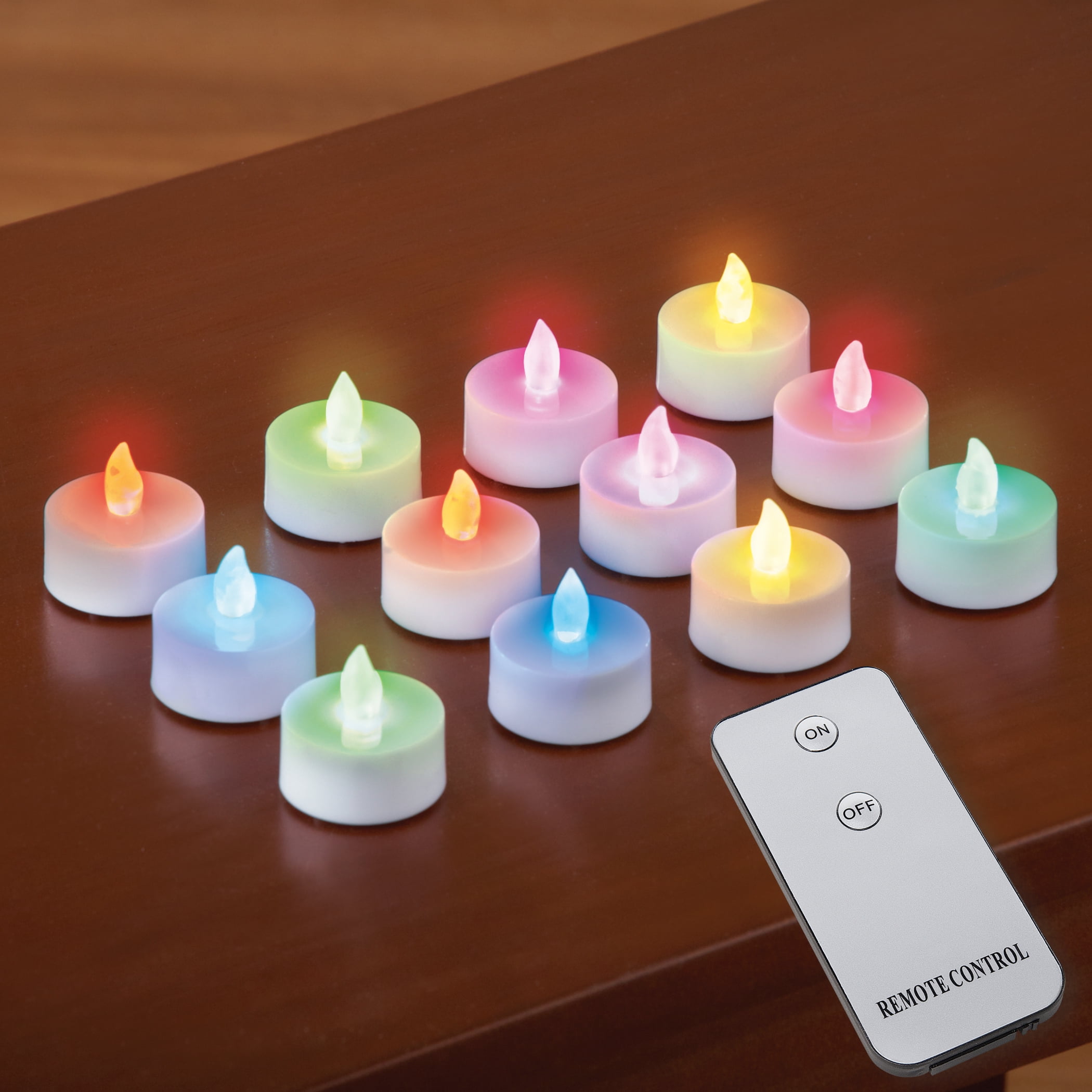 Collections Etc Led Tealight Candles with Remote - Set of 12