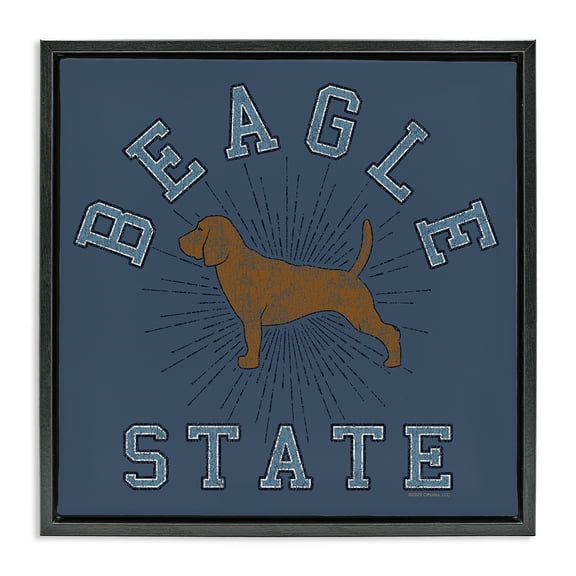 Stupell Industries Vintage Beagle State Novelty & Humor Painting Black Floater Framed Canvas Art Print Wall Art, 18 x 18