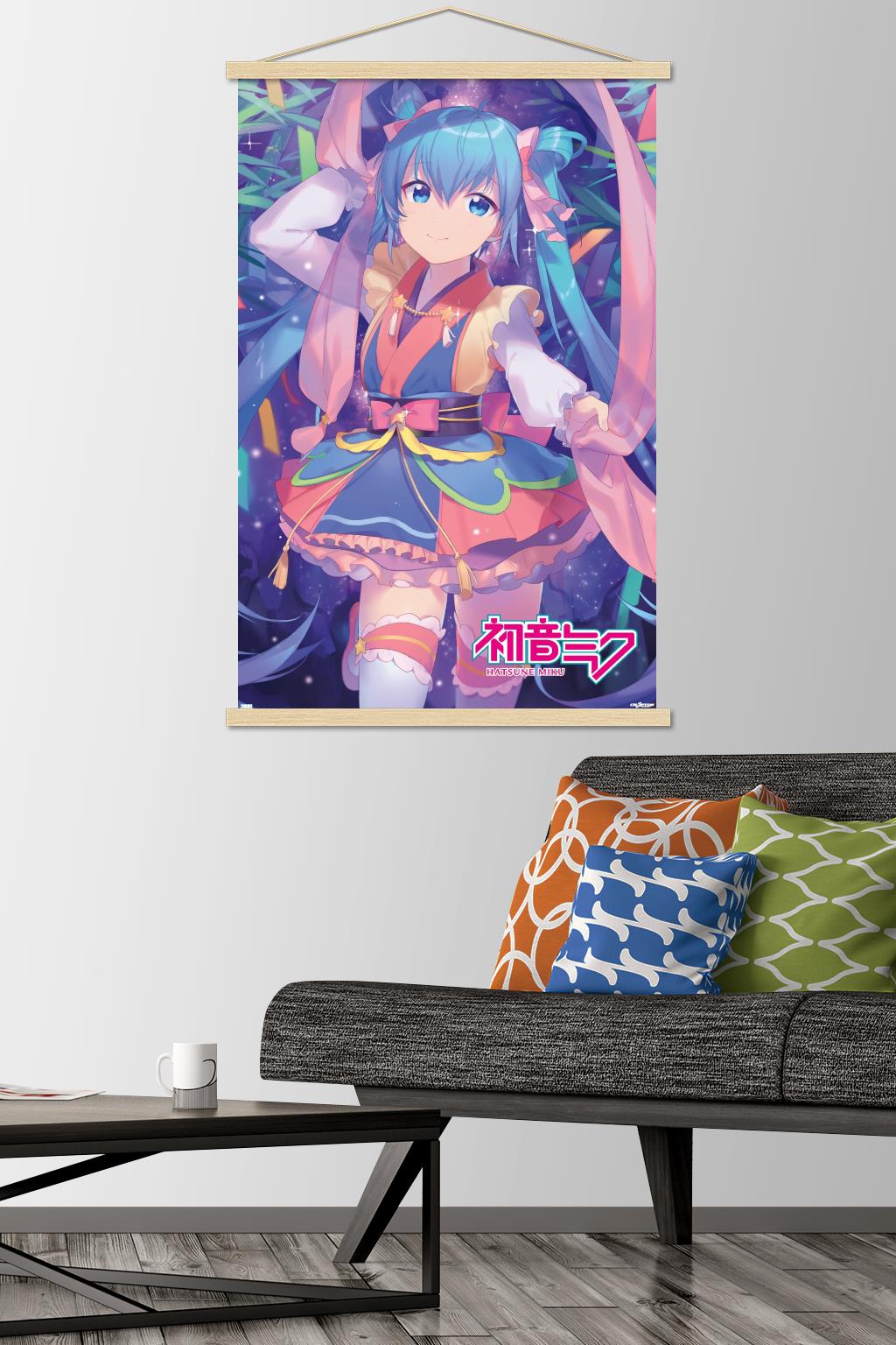 Hatsune Miku - Ribbons Wall Poster with Magnetic Frame, 22.375" x 34"