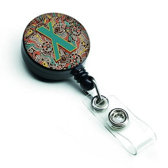 Carolines Treasures CJ2013-XBR Letter X Retro Tribal Alphabet Initial Retractable Badge Reel