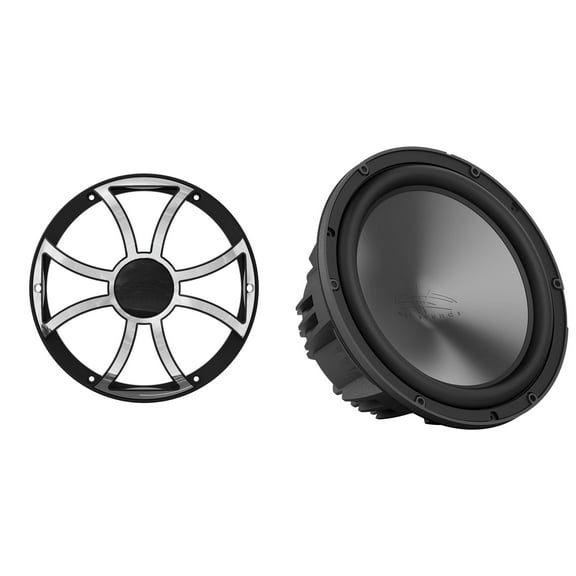 Wet Sounds REVO 10 HP S4 V3 - REVO Series 10" High Power 4 Ohm V3 Subwoofer, Black and Wet Sounds REVO 10 XS-B-SS GRILLE V3 - White & Stainless XS Style Grille for REVO 10 Subwoofers