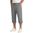 thumbnail image 5 of Wrtxtat Men's Capris Drawstring Elastic Waist Straight Leg Trousers with Pockets Lightweight Spring Summer Workout Running Fitness Pants Gray XXL, 5 of 8