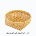 thumbnail image 3 of Imitation Rattan Hand Woven Fruit Basket, Multipurpose Storage Tray for Produce Snacks Dry Goods, Rustic Serving Basket and Organizer for Kitchen Counter Dining Table Display, Yellow, Medium, 3 of 7