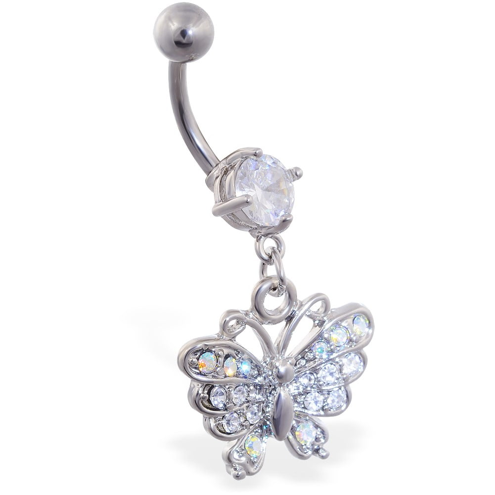 MsPiercing Fairy Butterfly Belly Button Ring