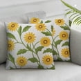 thumbnail image 2 of JRXY  Throw Pillow Covers Pack of 2 Yellow Flower with Green Leaves Decorative Pillowcases Farmhouse Pillow Cushion Cases Boho Home Decor Square Floral Pillow Case White, 2 of 6