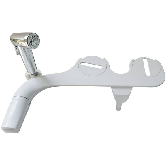 Avalon Two-in-One Bidet and Handheld Cleaning White Round Compact with Braided Metal Bidet Hose