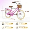 thumbnail image 6 of Kids Bike for Girls Ages 7-10 Years - 20" Children's Bicycle, leather Seat & Handlebars, Basket, Front Hand Brakes, Rear Coaster Brake & Safety Bell, Purple, 6 of 7