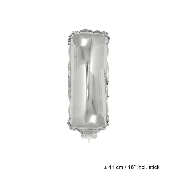 Balloon on Stick - 16 Silver Letter I