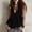 Black, variant on Women's Solid Color Double Ruffle Deep V Sleeveless Top – Bohemian Summer Beach Vacation Blouse Wine Red,L