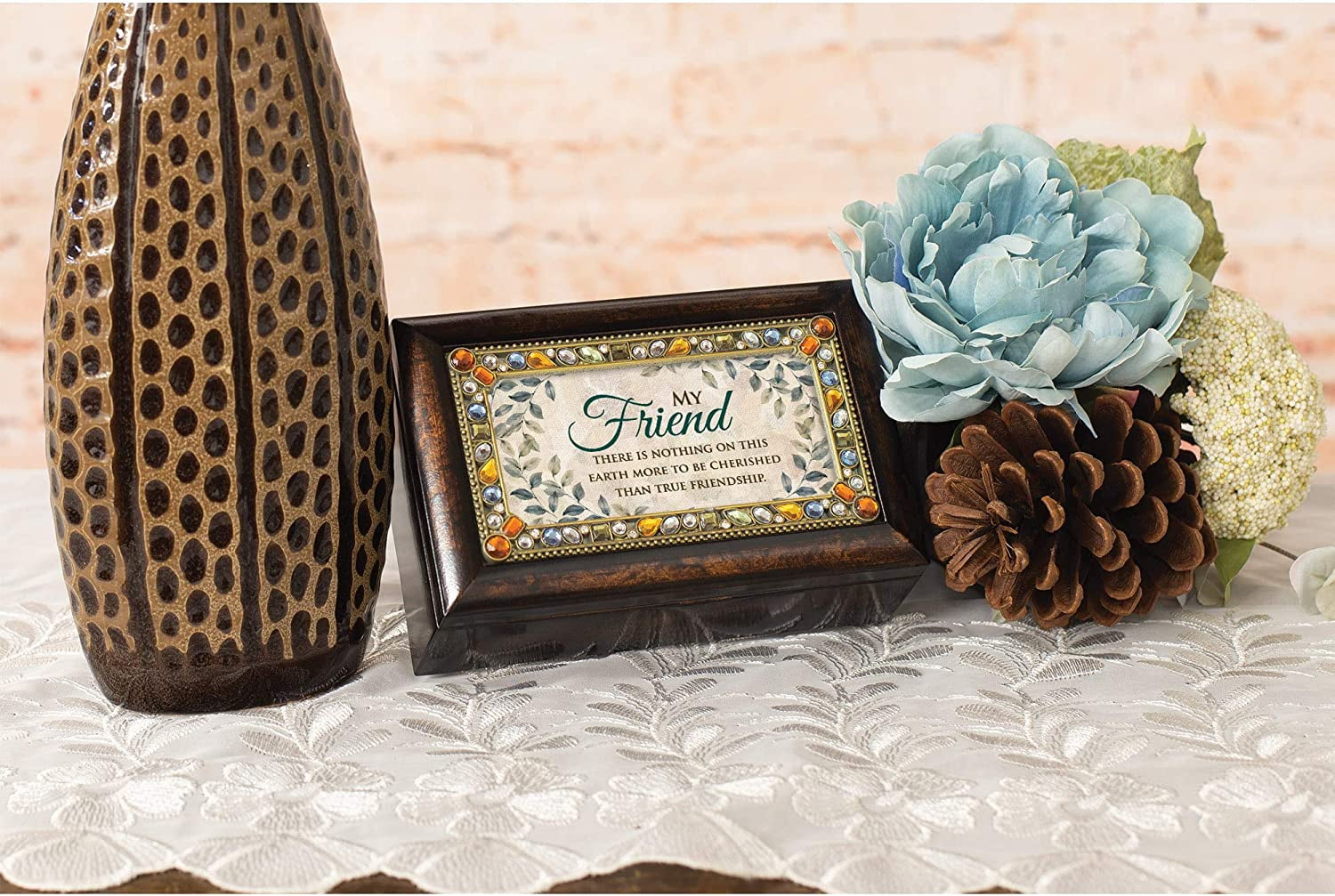Cottage Garden That's What Friends Are For Music Box Jewelry Box 3x5 Photo Frame