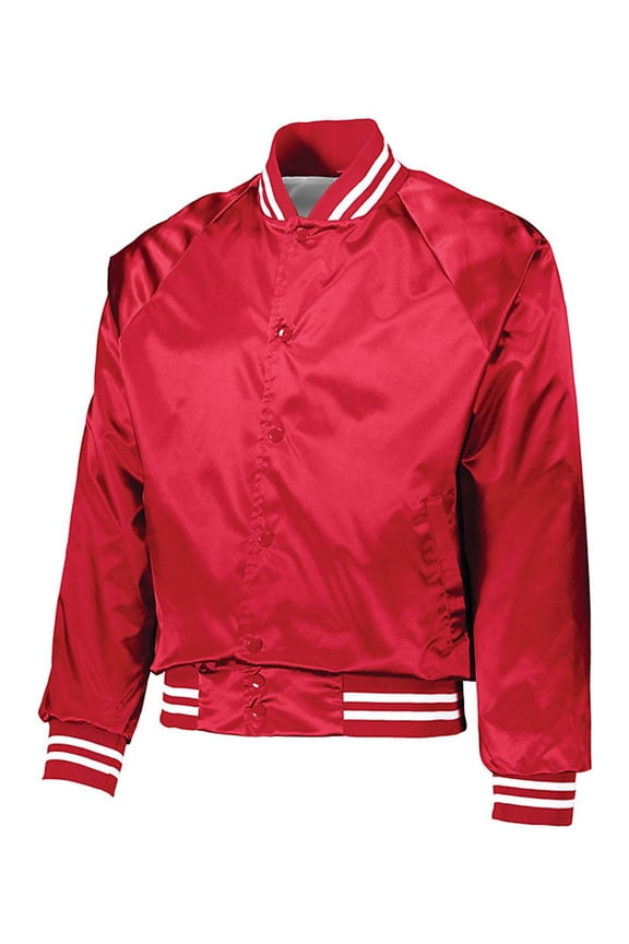 Satin Baseball Jacket Striped Trim