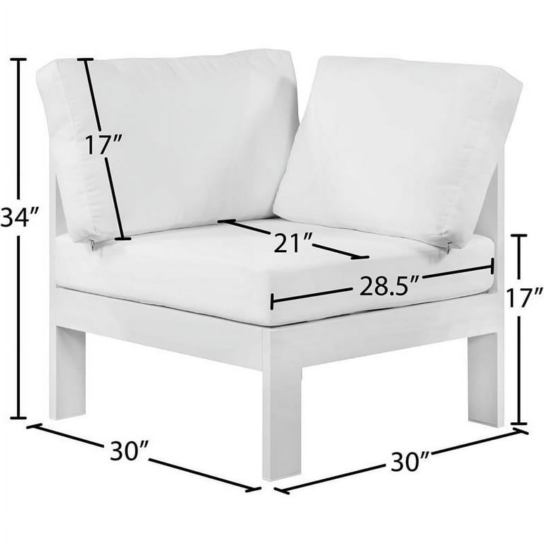 Meridian Furniture Nizuc Outdoor Patio White Aluminum Modular Corner Chair Meridian Furniture Nizuc Outdoor Patio White Aluminum Modular Corner Chair