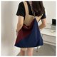 thumbnail image 3 of Bolso bandolera de pana para mujer, bolso bandolera informal de gran capacidad, bolso bandolera para compras, azul y rojo, 3 of 3
