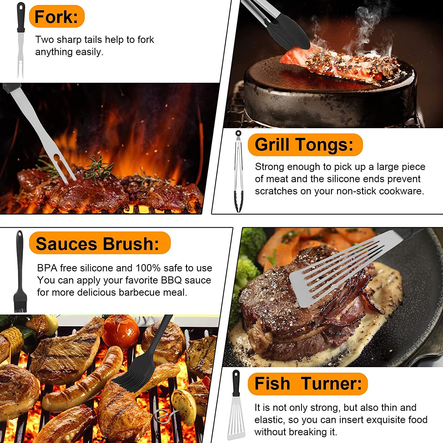 Kibhous 14-Piece Stainless Steel Griddle Accessory Kit photo 7