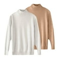 thumbnail image 4 of Chandail à Col Rond pour Femmes, Automne et Hiver, 2 Pcs, Couleur Unie, Doux et Confortable, 4 of 4
