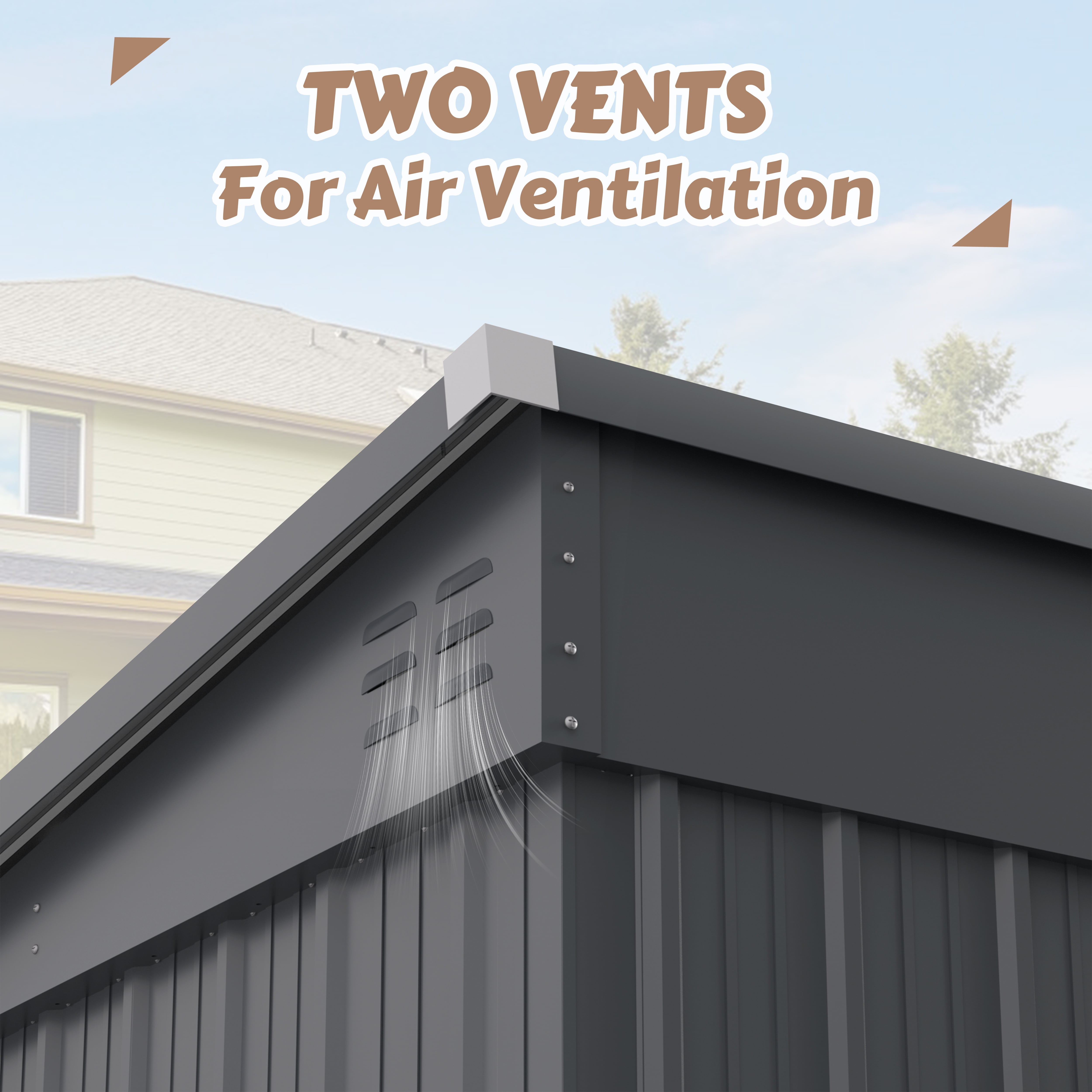 VEIKOUS 8' x 7' Outdoor Storage Shed, Heavy Duty Galvanized Steel Tool Shed w/ Lockable Doors and Vents