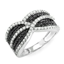 Dazzlingrock Collection 1.15 Carat (ctw) 10k Black & White Round Diamond Ladies Cocktail Ring, White Gold, Size 7.5