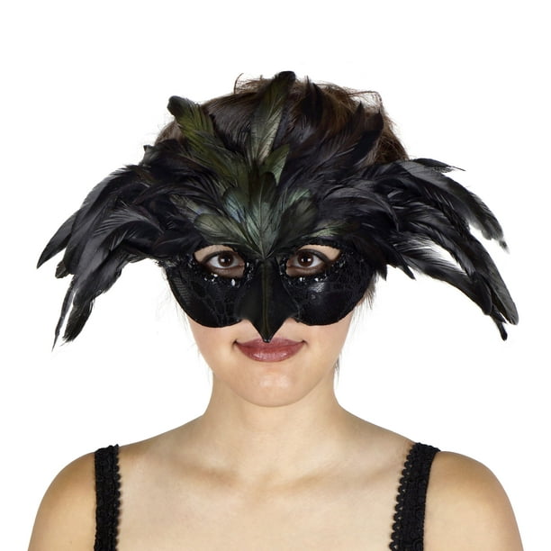 Zucker Black Feather Raven Masquerade Mask - Cosplay Venetian Mardi Gras Crow Mask - Walmart.com