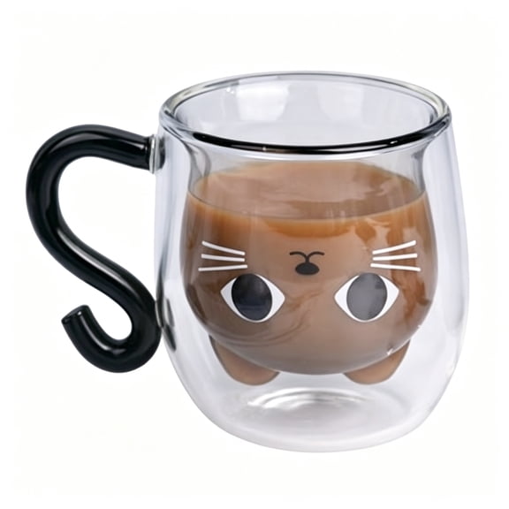 1PCS Double Layered Insulated Glass Cup, High Borosilicate Anti-Scald Mug with Handle, Clear Heat Resistant Coffee Tea Drinkware for Home Office Daily Use