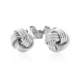 thumbnail image 2 of 14k White Gold Love Knot with Ridge Texture Earrings, 2 of 4