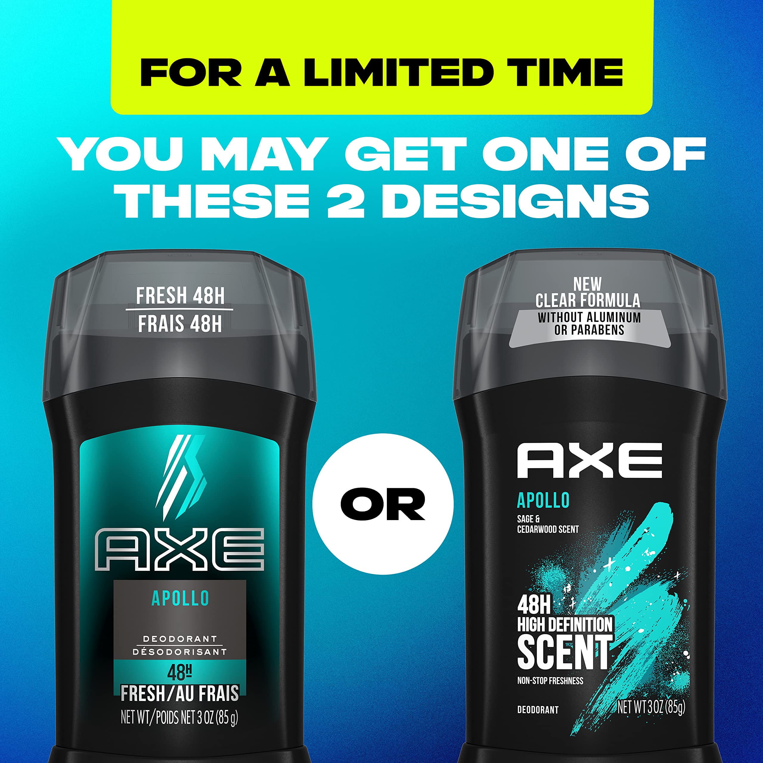 Axe Apollo Deodorant Stick For Long Lasting Odor Protection, Sage And Cedarwood Men,S Deo, Aluminum Free 3Oz 4 Count.