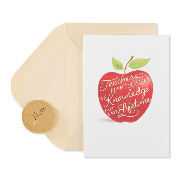 Papyrus Blank Cards with JKF25 Envelopes, Apple for Teacher (14-Count)