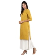 Round Neck Solid Kurta - Ceylon Yellow-Medium