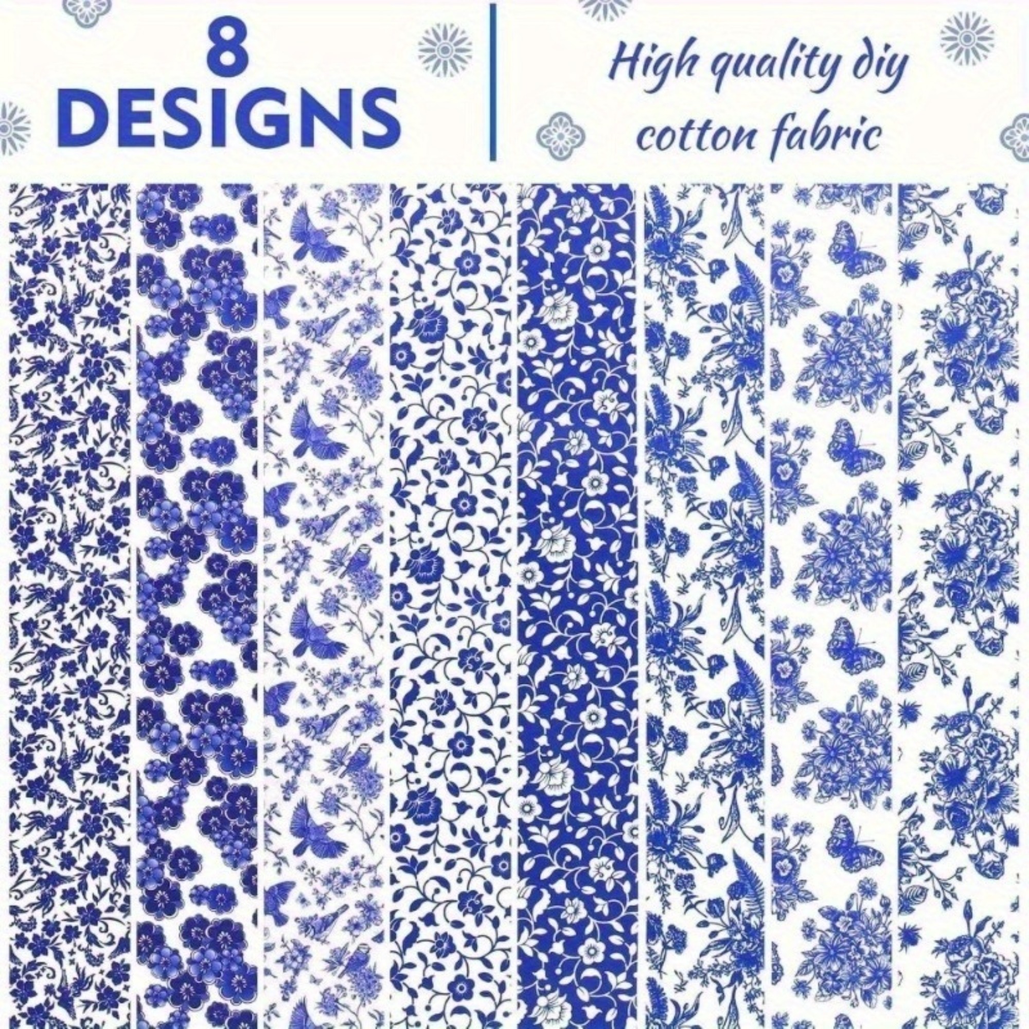 Heymaple 40Pcs Jelly Roll Fabric Strips for Quilting and Sewing, 2.6" x 20" Precut Fabric for DIY Crafting, Chinoiserie Series