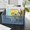 thumbnail image 3 of (3 pack) Mainstays Medium Blue Decorative Plastic Storage Basket, 14 in x 11.5 in x 5.3 in, 3 of 6