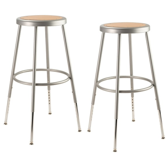 (Pack of 2) NPS 25 -33" Height Adjustable Heavy Duty Steel Stool, Grey