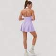 thumbnail image 6 of Women's Sleeveless Tennis Dress with Contrast Polo Collar and Flared Skirt Design - Medium, Purple, 6 of 7