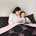 thumbnail image 4 of Feelyou Princess Crown Twin Bedding Sets 7-Piece, Cartoon Black Pink Bedding Comforter Set, 4 of 8