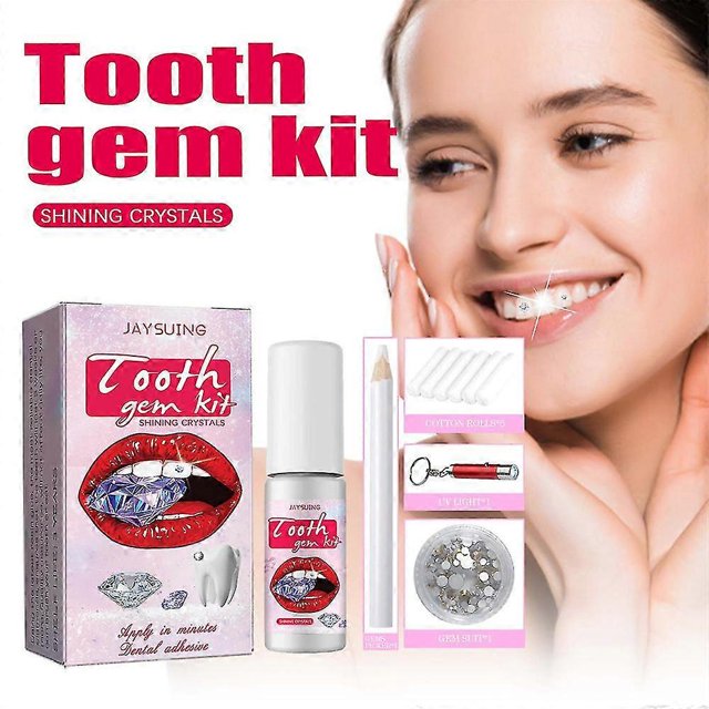 Juego de 2 gemas para hacer joyas de dientes, resistentes y con pegamento para luz de curado, adorno profesional