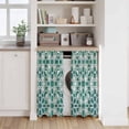 thumbnail image 6 of Teal Green Kitchen Curtains 45 Inch Length, Vintage Abstract Geometric Texture Tiers Curtains for Bathroom Bedroom Cafe, Light Filtering Small Window Treatment Short Tiered Drapes 2 Panels 42"Wx45"L, 6 of 8