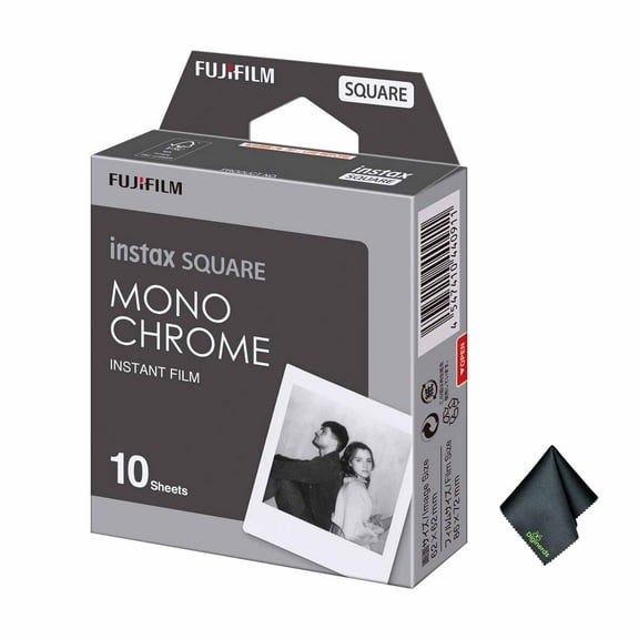 FUJIFILM INSTAX SQUARE Monochrome Instant Film (10 Exposures)   Microfiber Cleaning Cloth