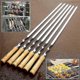 thumbnail image 1 of Stainless Steel BBQ Flat Skewers - Set of 6 - Long Handle Barbecue Stick, 1 of 4
