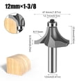 thumbnail image 2 of 1 Pce 12mm Tige Coin Arrondi pour Routeur avec Roulement Coupeur de Tungstène Outils de Menuiserie, Excellente Application Multi-Usage, 2 of 4