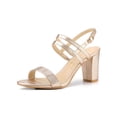 thumbnail image 1 of BLISSFUL STEP Women's Slingback Block Heel Ankle Strap Sandals Rose Gold 10, 1 of 8