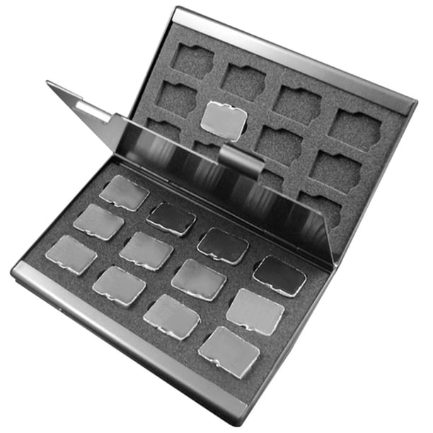 Seitruly Mini aleación de aluminio Micro TF Tarjeta de memoria Caja de almacenamiento Protector Holder Box para / TF Accesorios de almacenamiento Estaciones de acoplamiento para portátiles Negro