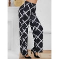 thumbnail image 2 of Pantalones de Pierna Ancha con Rombo de Cintura Alta Rosegal Pantalones de talla grande, 2 of 5