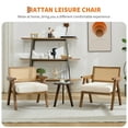 thumbnail image 4 of Sillón de Acento – Mid-Century Moderno – Brazos de Madera y Respaldo de Ratán – Cojín Suave de Lino – Patas Resistentes – 136 kg – Fácil Montaje – Sala, 4 of 8