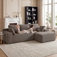 thumbnail image 6 of 96" L-Shape Modular Cloud Couch, 3-Seater Deep Seat Corduroy Sectional Sofa, Camel, 6 of 8
