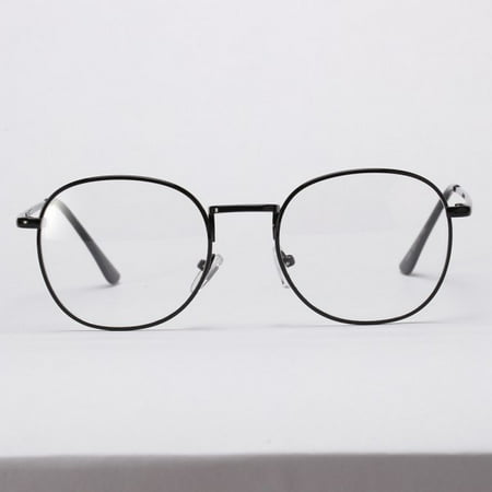 Men Women Vintage Metal Myopia Eyewear Square Optical Glasses Retro Frame Bright Black