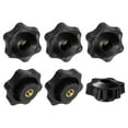 thumbnail image 1 of Uxcell 6Pack 6 Perillas Estrella 1/4"-20 Hilo Hembra con Orificio Pasante Mangos de Latón Negro 38mm, 1 of 1