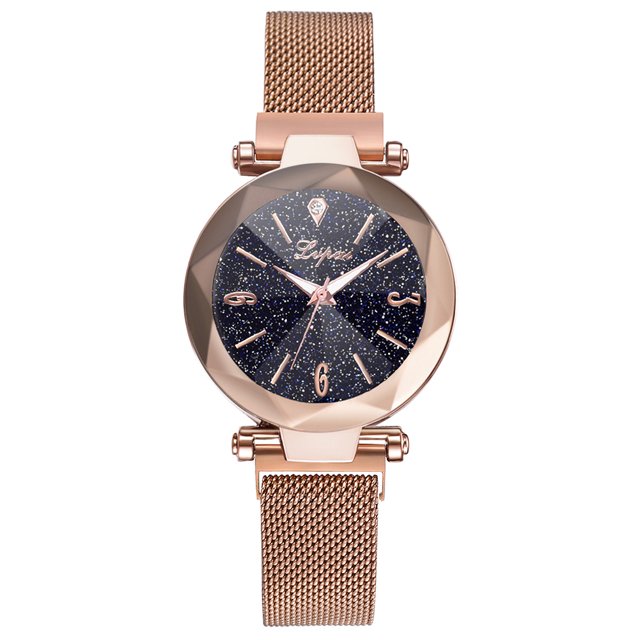 Reloj de pulsera de cuarzo con correa de aleación informal para mujer simple de moda (oro rosa)